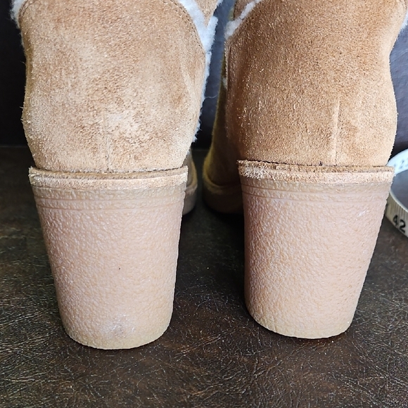 UGG Kasen tall Tan Suede Boots with White Fur Trim size 6 - Picture 11 of 11